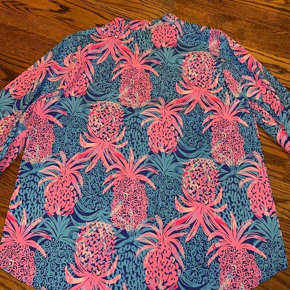 Lilly Pulitzer Sherida Top in Borealis Blue Tropic Down Low size Large NWT - Picture 11 of 11